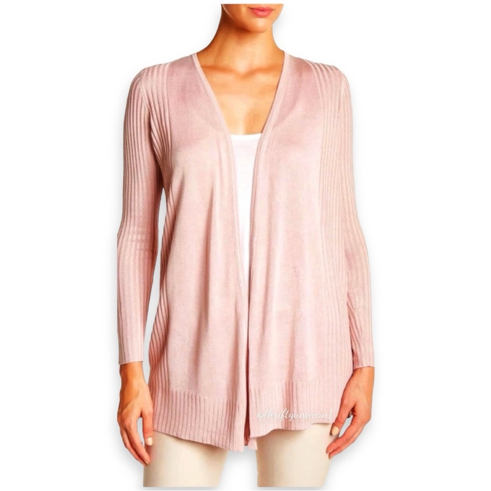 Philosophy Ribbed Trim Soft Pink Cardigan Small
